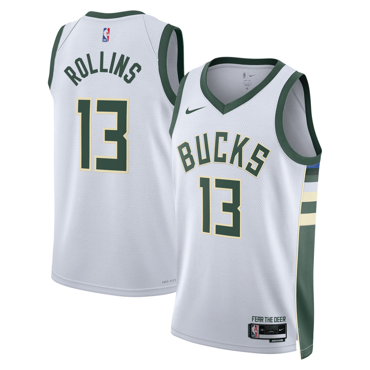 Milwaukee Bucks Association Edition Swingman Jersey - White - Ryan Rollins - Unisex