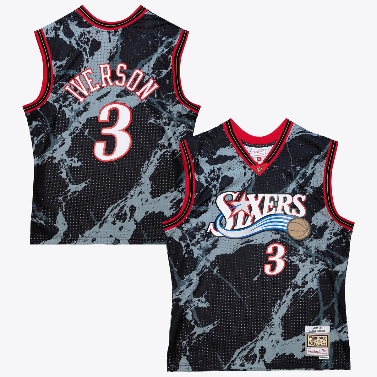 Philadelphia 76ers Allen Iverson 2000 Team Marble Swingman Jersey - Black