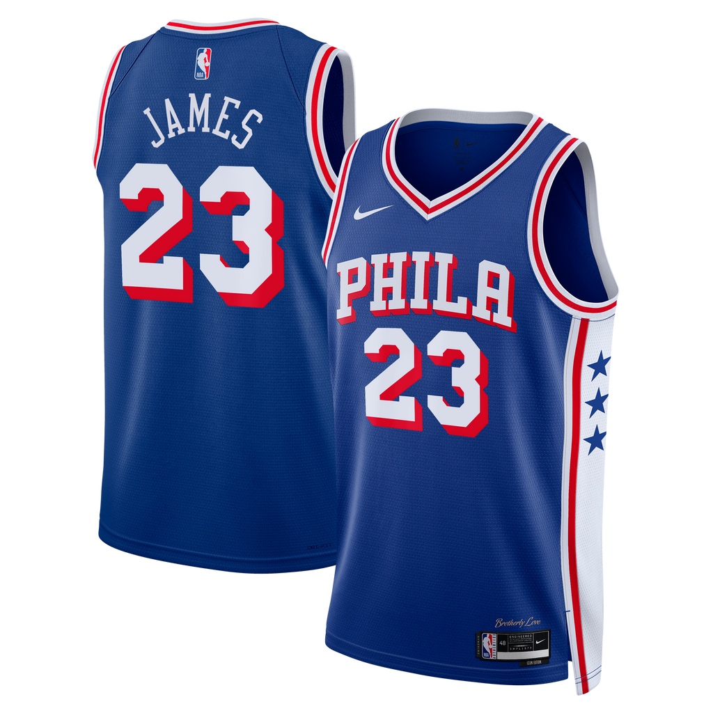 Philadelphia 76ers Icon Edition Swingman Jersey - Royal - Lebron James - Unisex