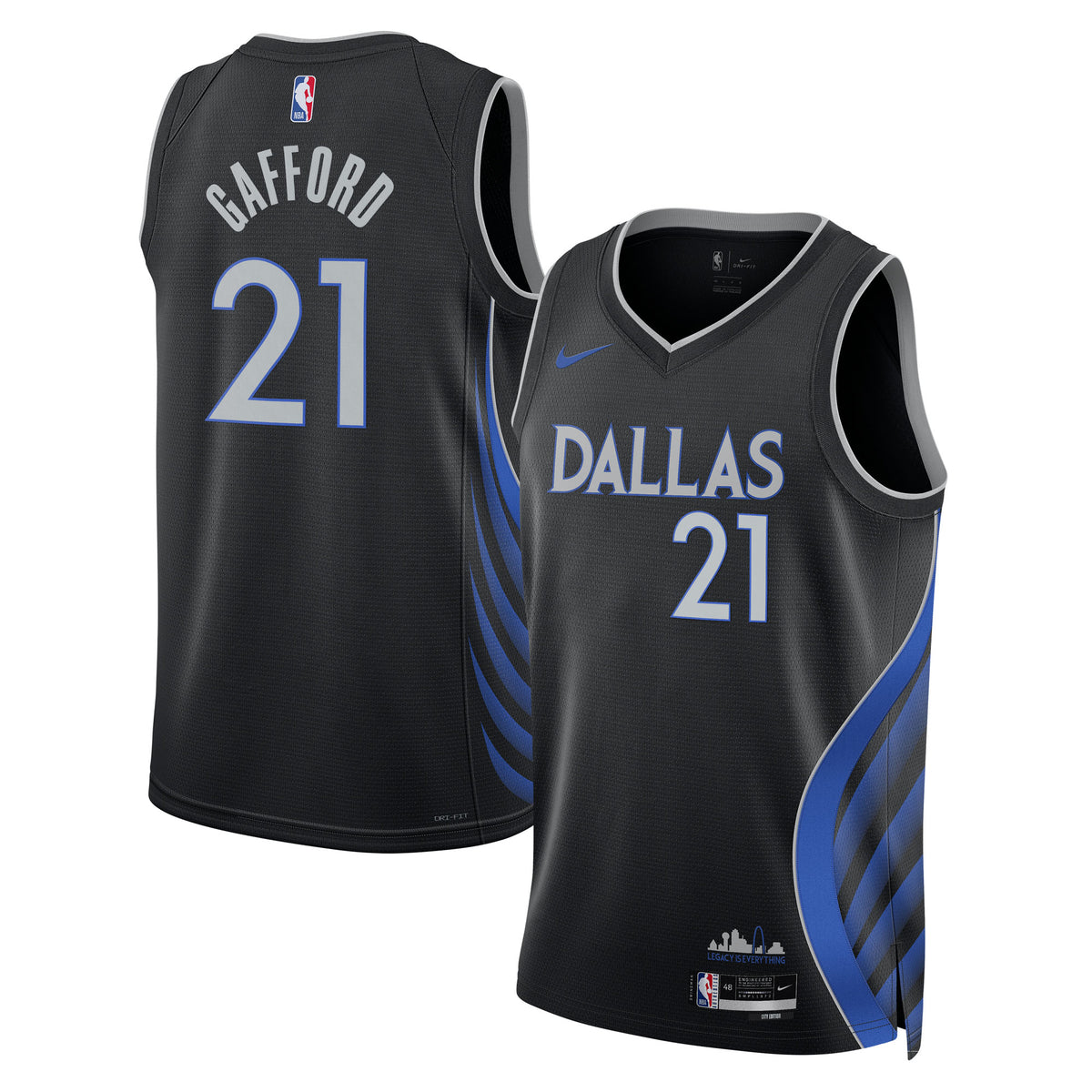 Dallas Mavericks 2025/26 City Edition Swingman Jersey - Black - Daniel Gafford - Unisex