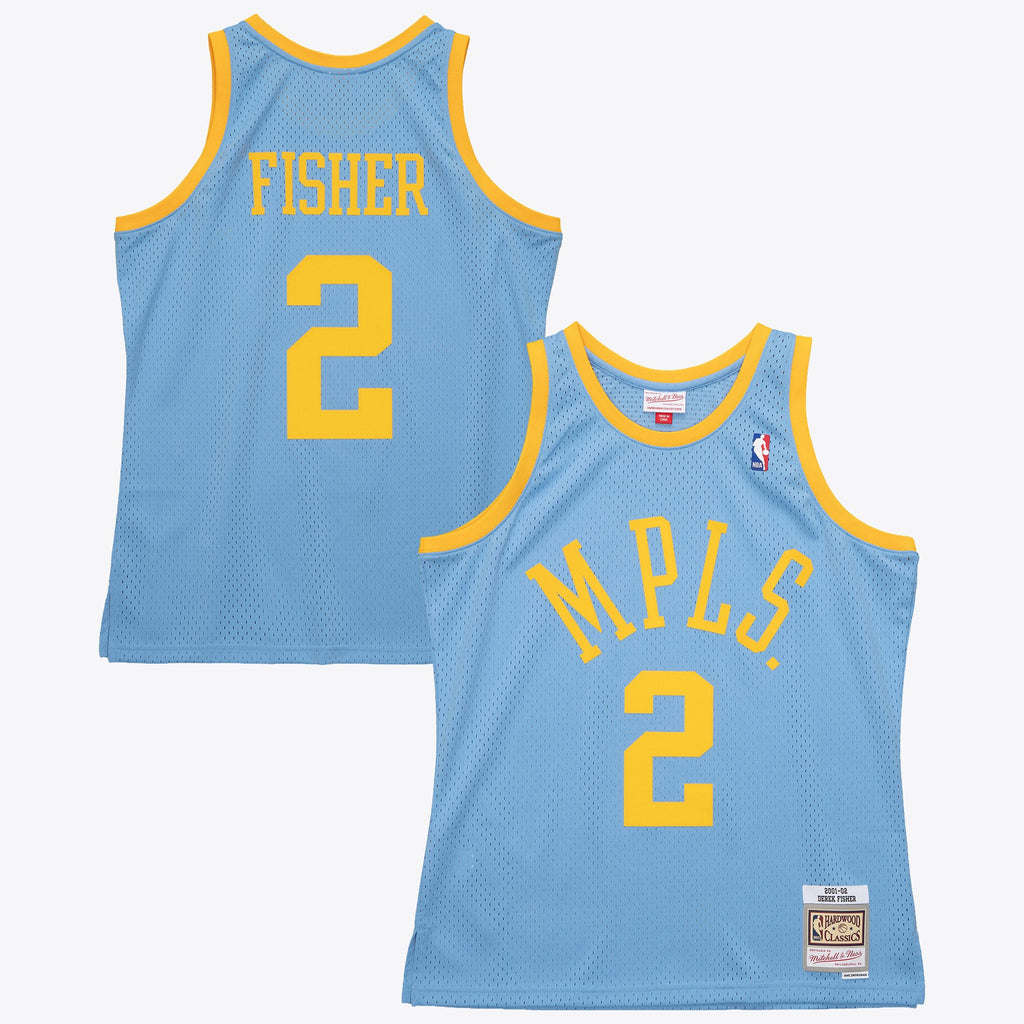 Los Angeles Lakers Derek Fisher 2001 Swingman Authentic Jersey - Columbia Blue