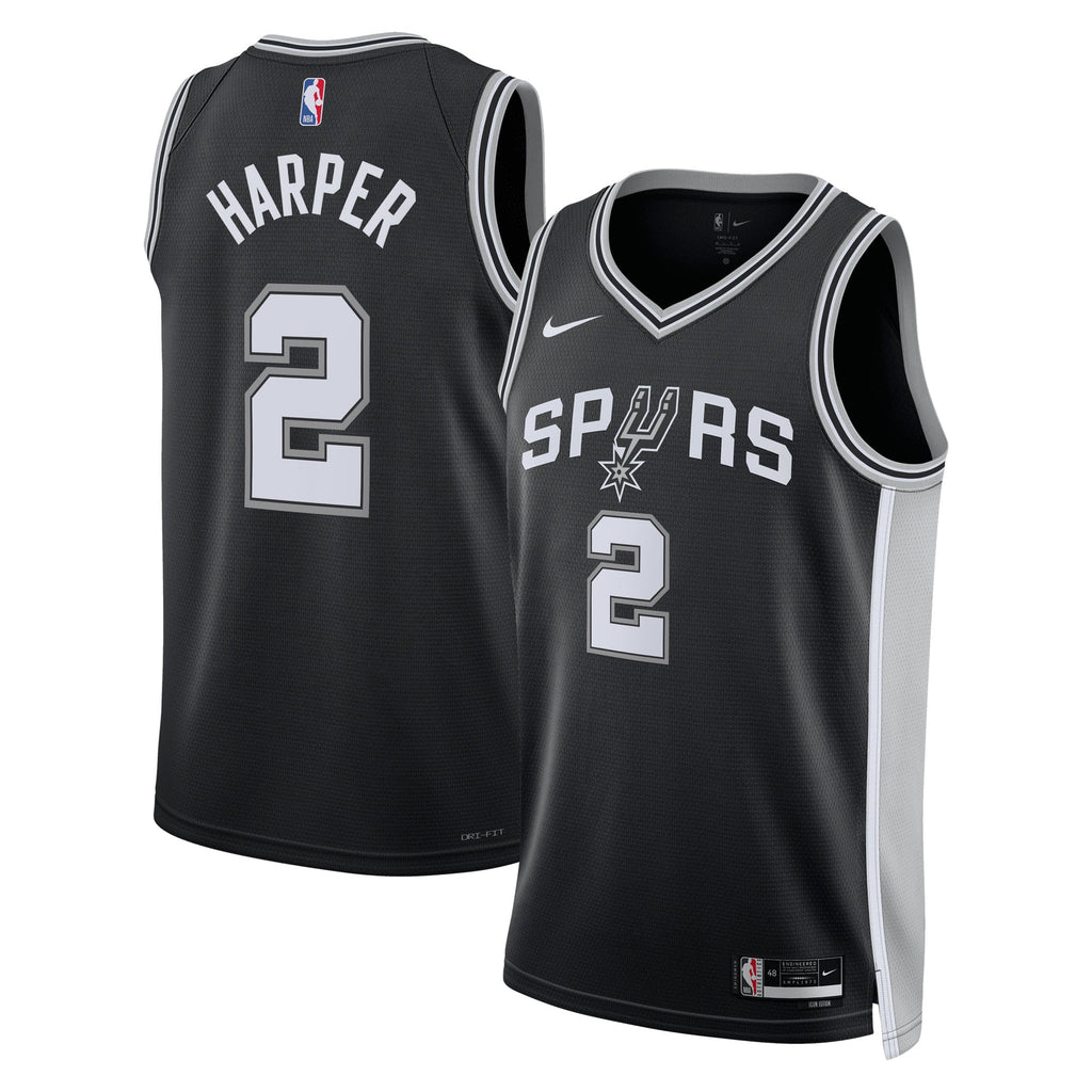 San Antonio Spurs Icon Edition Swingman Jersey NBA 2025 First Round Draft Pick - Black - Dylan Harper - Unisex