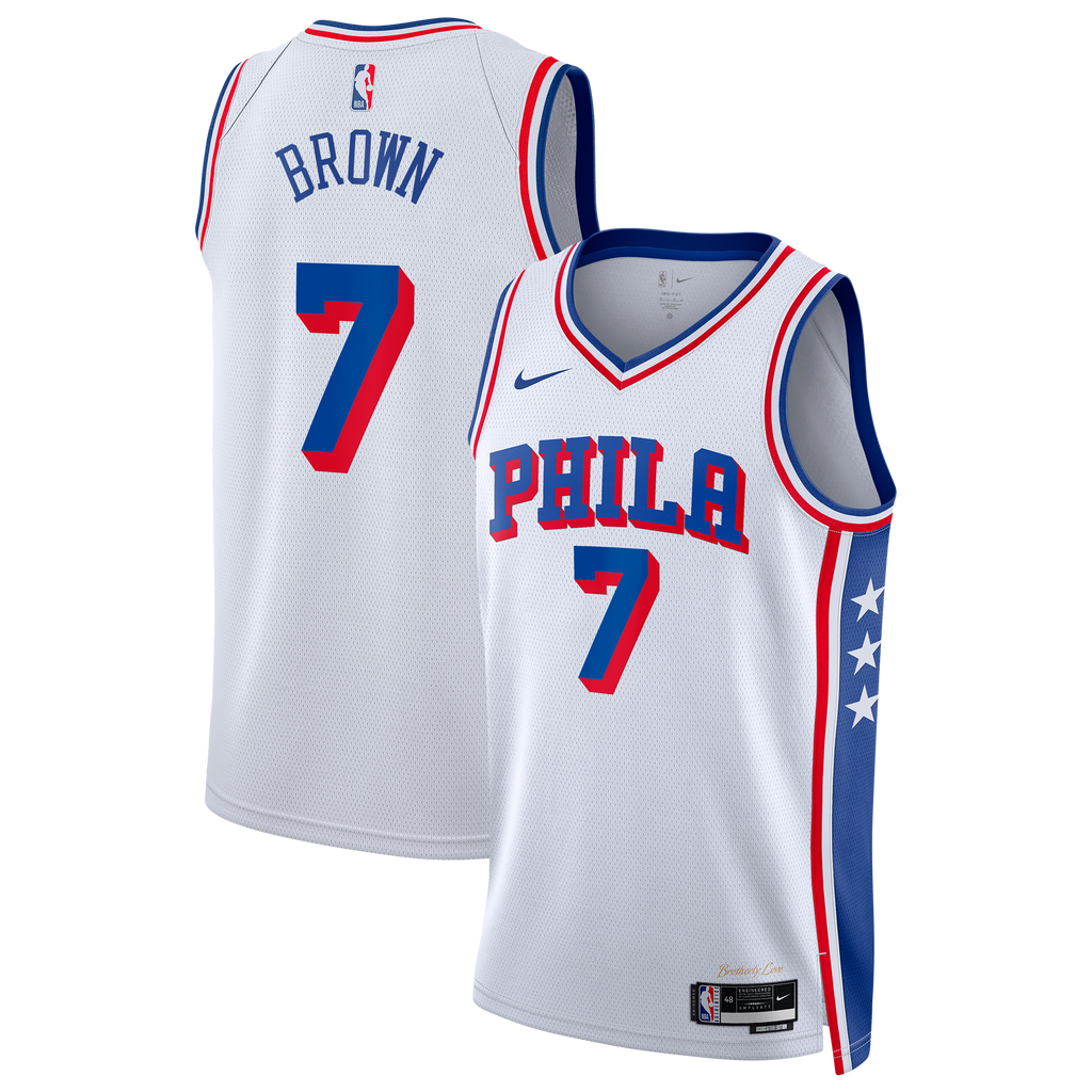 Philadelphia 76ers Association Edition Swingman Jersey - White - Jaylen Brown - Unisex