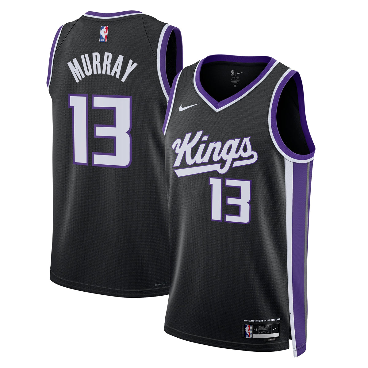 Sacramento Kings Icon Edition Swingman Jersey - Black - Keegan Murray - Unisex