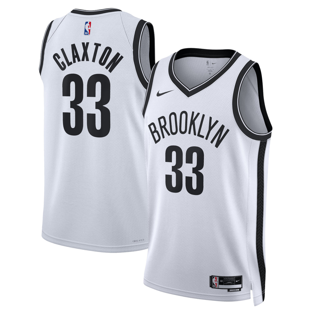 Brooklyn Nets Association Edition Swingman Jersey - White - Nic Claxton - Unisex