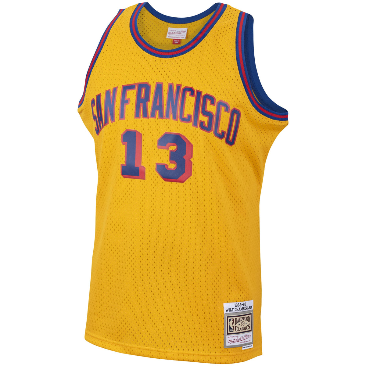 Men's Wilt Chamberlain Gold San Francisco Warriors 1962-63 Hardwood Classics Swingman Jersey