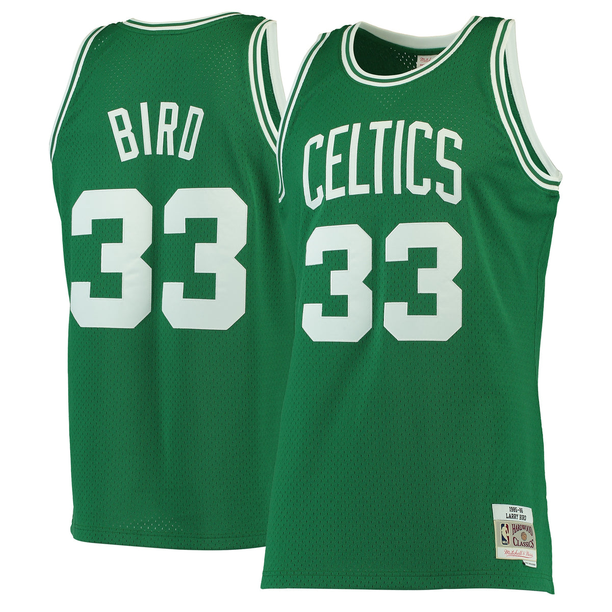 Men's Larry Bird Kelly Green Boston Celtics 1985-86 Hardwood Classics Swingman Jersey