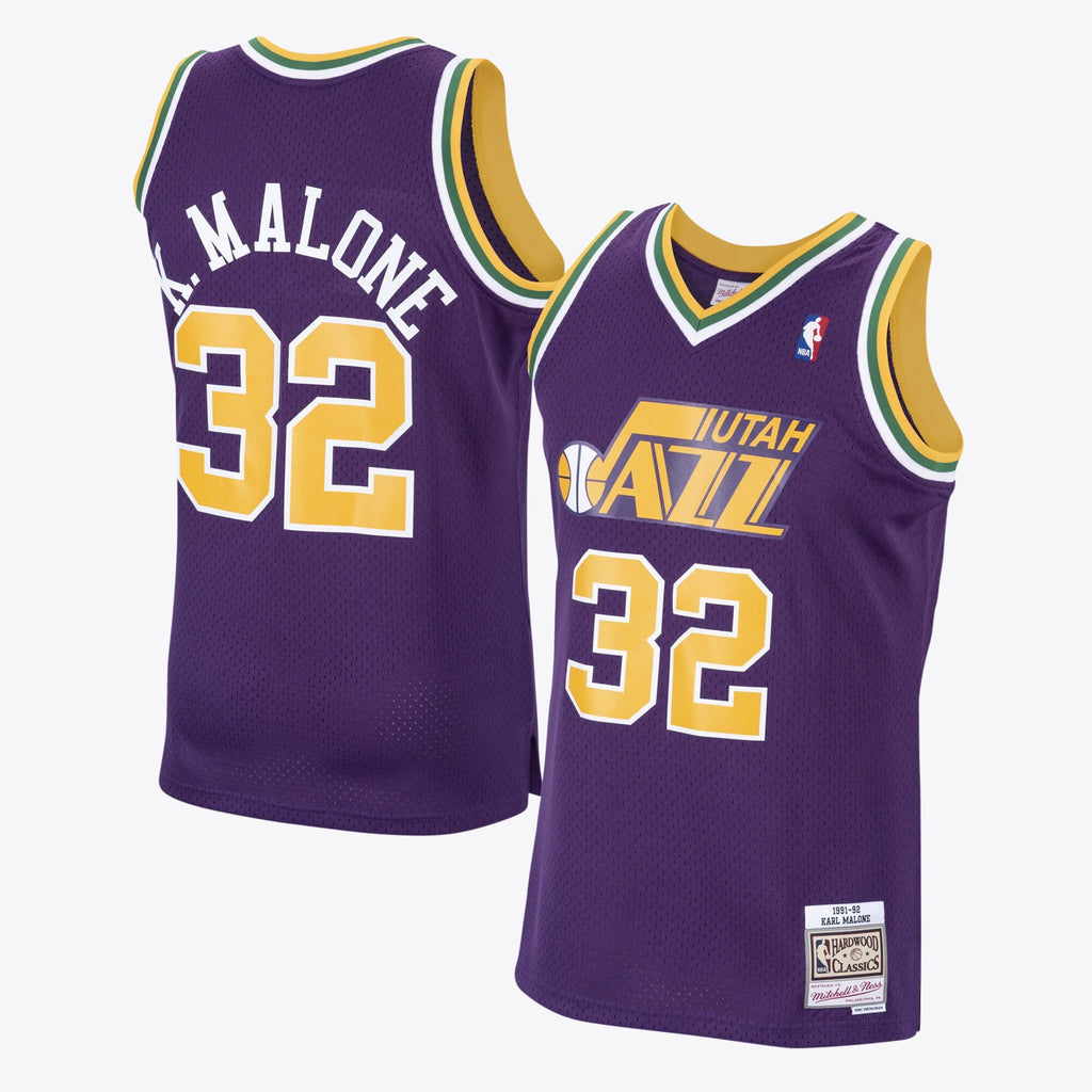 Utah Jazz Karl Malone 1991 Hardwood Classics Road Swingman Jersey - Purple - Mens