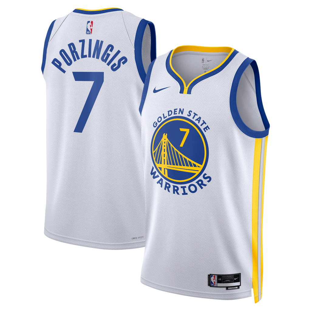 Golden State Warriors Association Edition Swingman Jersey - White - Kristaps Porziņģis - Unisex