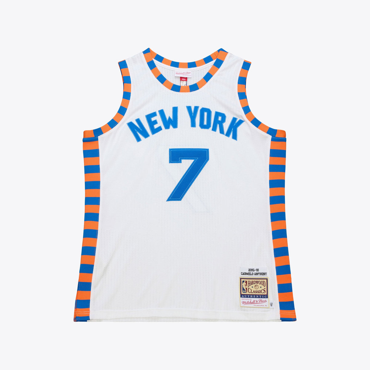 Men's Carmelo Anthony White New York Knicks 2015-16 Hardwood Classics Authentic Jersey