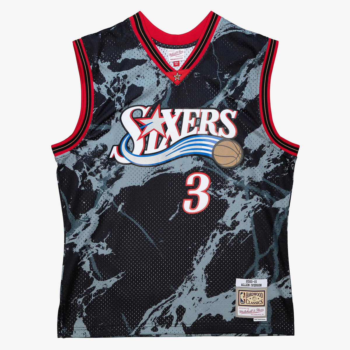 Philadelphia 76ers Allen Iverson 2000 Team Marble Swingman Jersey - Black