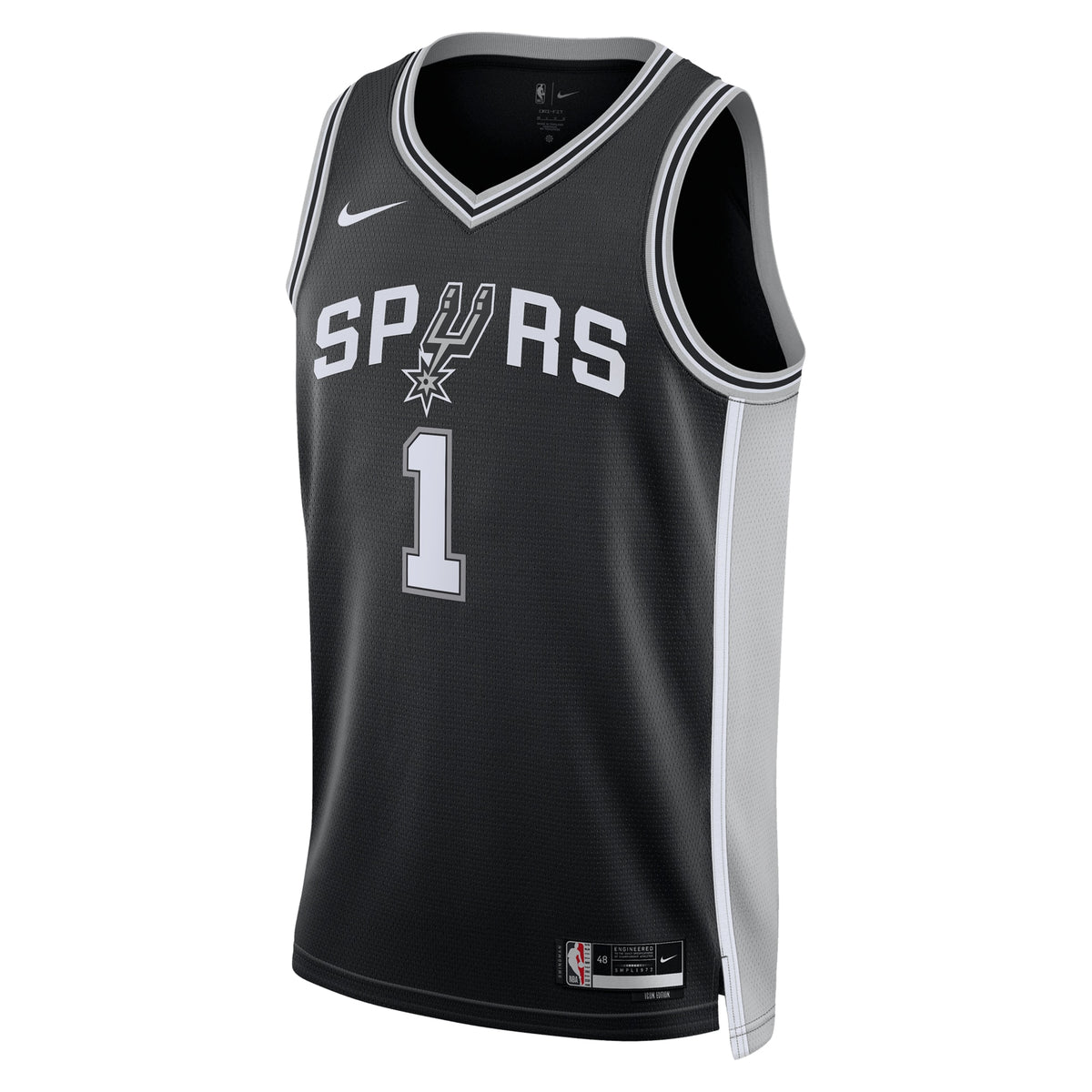 San Antonio Spurs Icon Edition Swingman Jersey - Black - Victor Wembanyama - Unisex