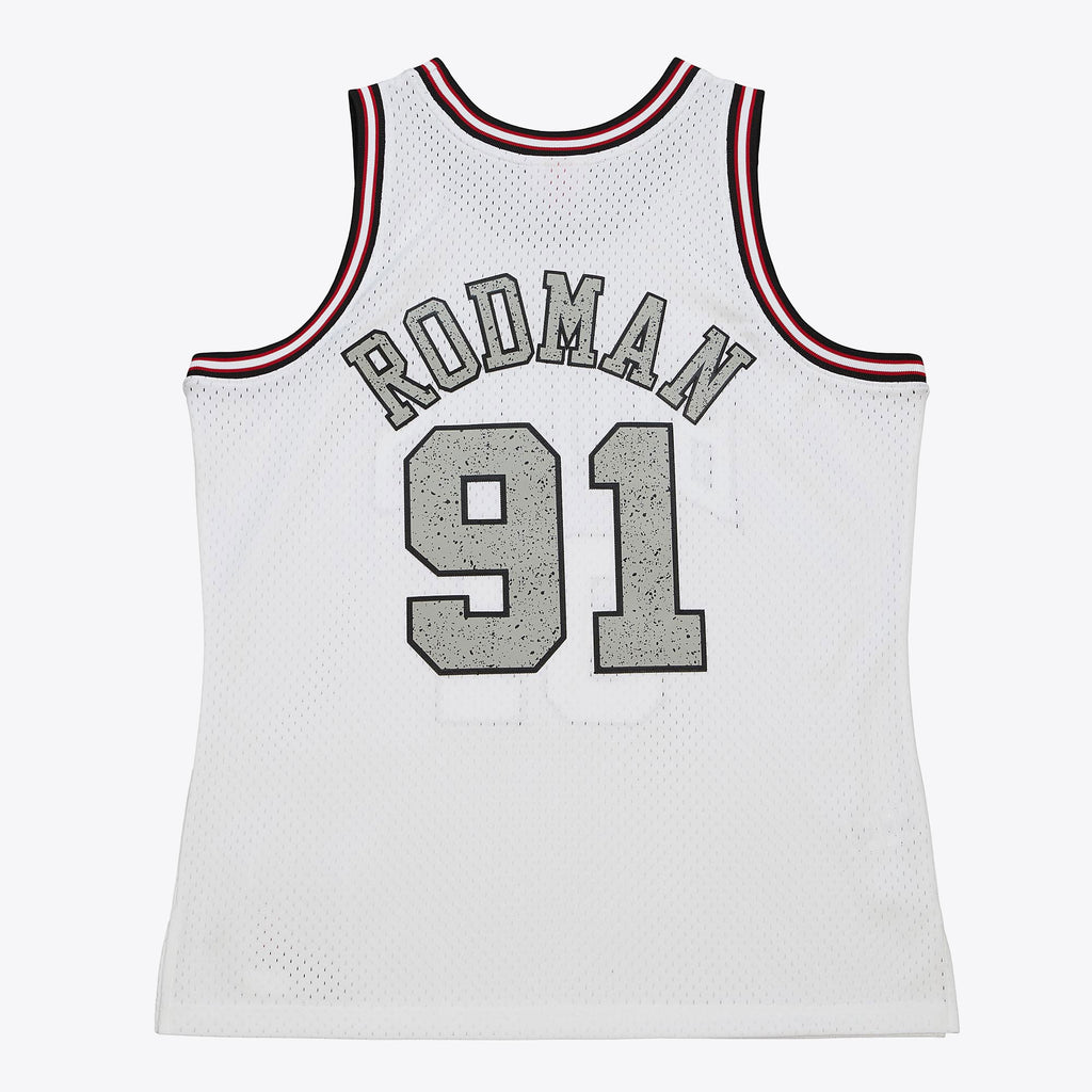 Chicago Bulls Dennis Rodman 1997 Cracked Cement Swingman Jersey - White