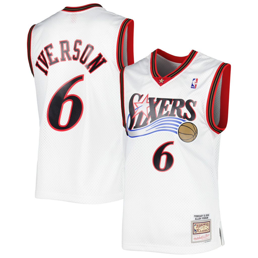 Men's Allen Iverson White Philadelphia 76ers 2002/03 Hardwood Classics Swingman Jersey
