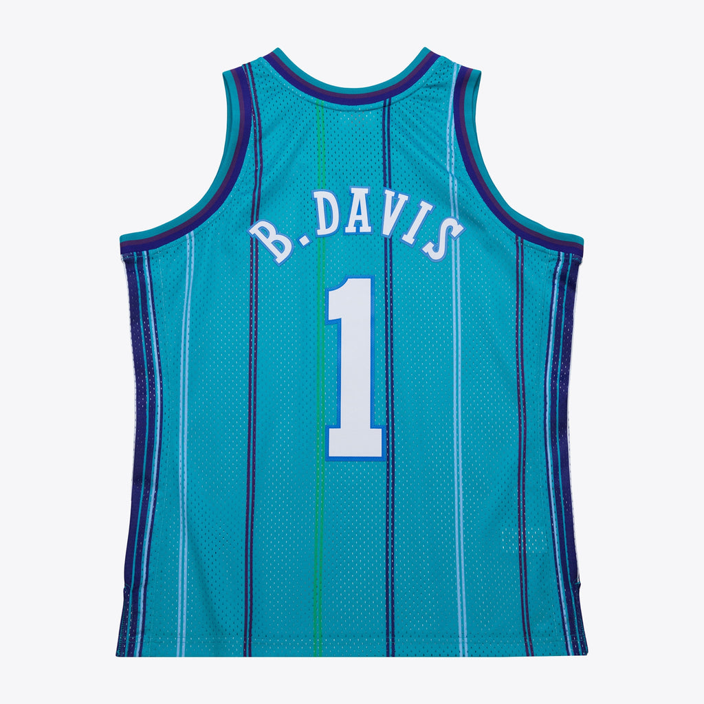 Charlotte Hornets Baron Davis 1999 Swingman Road Authentic Jersey - Teal