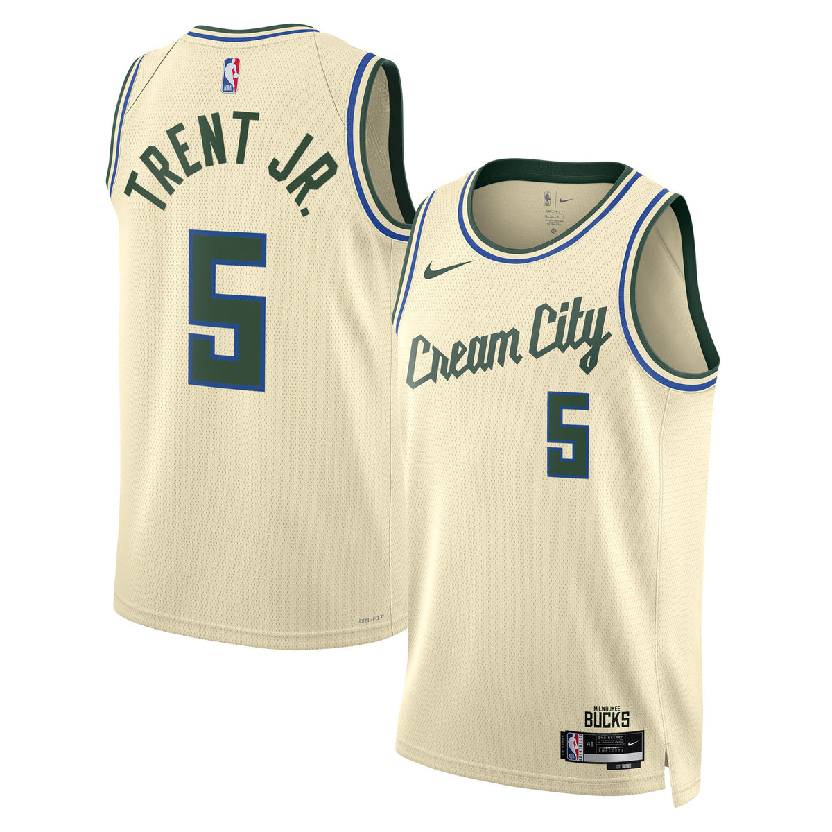 Milwaukee Bucks 2025/26 City Edition Swingman Jersey - Cream - Gary Trent Jr. - Unisex