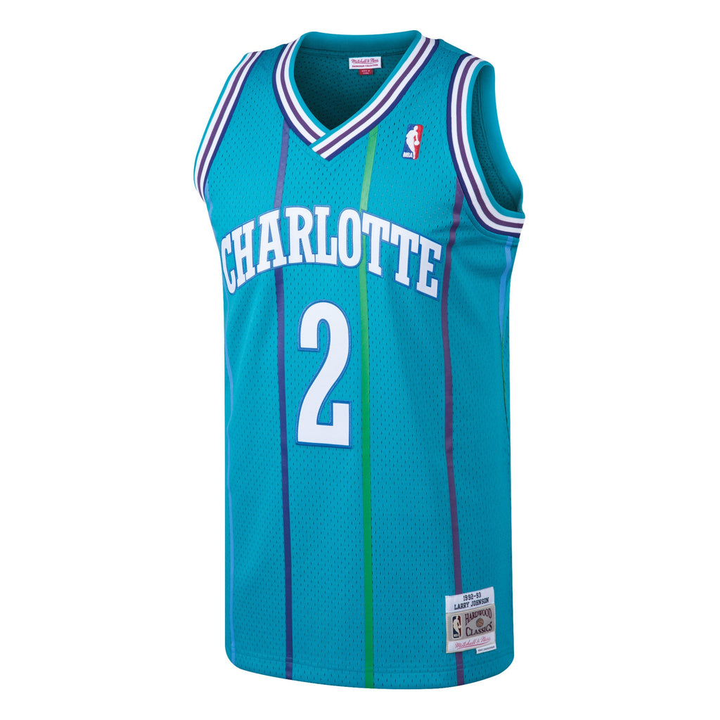 Men's Larry Johnson Teal Charlotte Hornets 1992-93 Hardwood Classics Swingman Jersey
