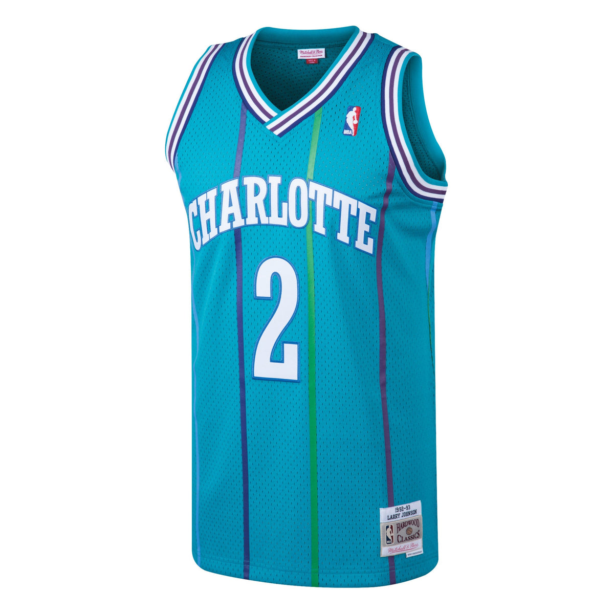 Men's Larry Johnson Teal Charlotte Hornets 1992-93 Hardwood Classics Swingman Jersey