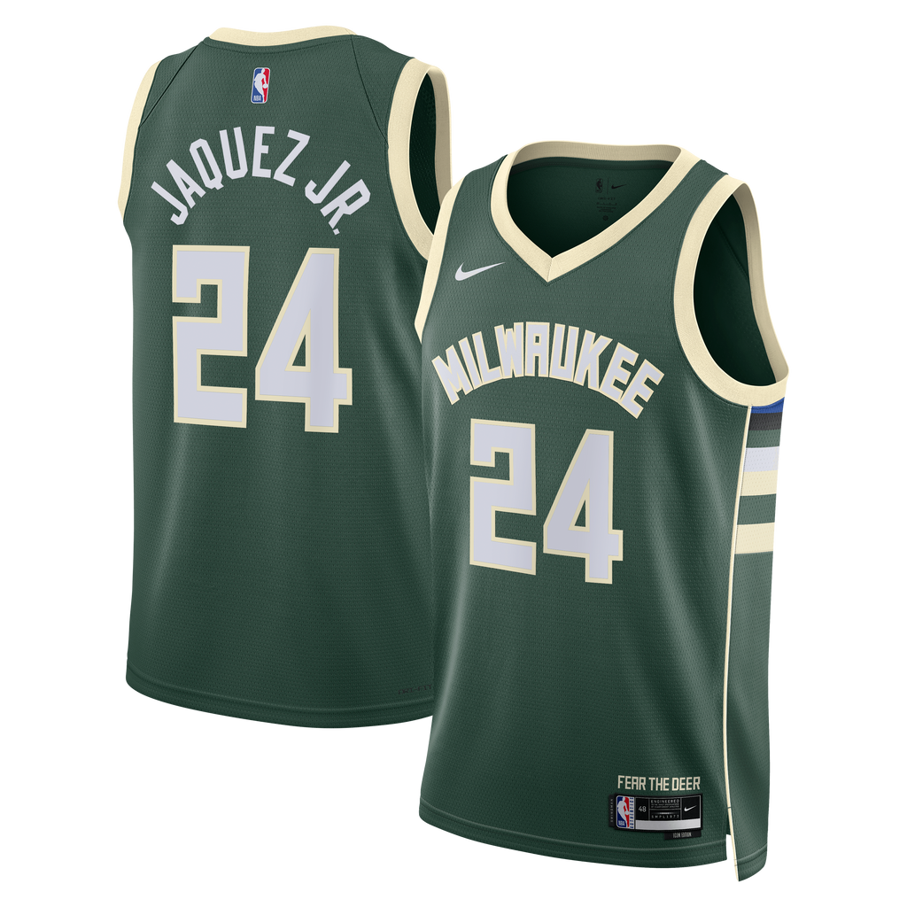 Milwaukee Bucks Icon Edition Swingman Jersey - Hunter Green - Jaime Jaquez Jr. - Unisex