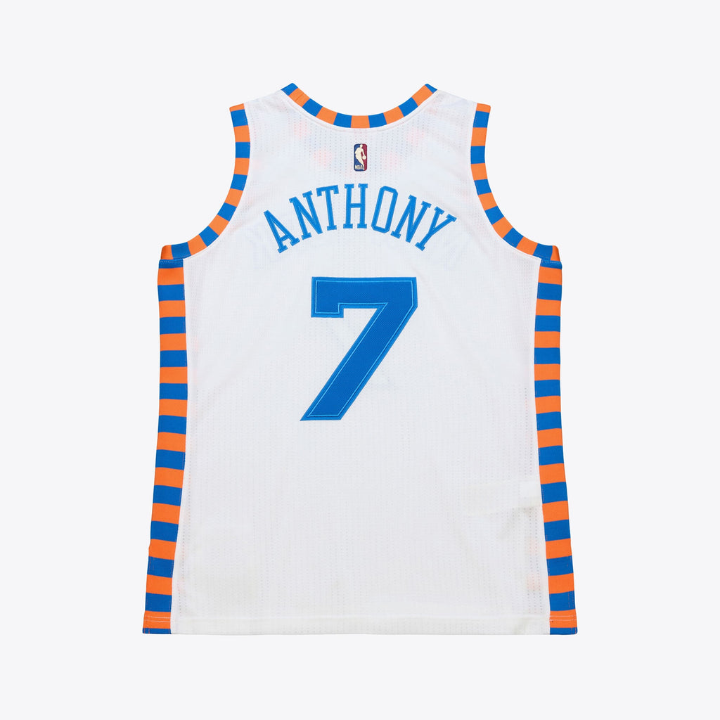 Men's Carmelo Anthony White New York Knicks 2015-16 Hardwood Classics Authentic Jersey