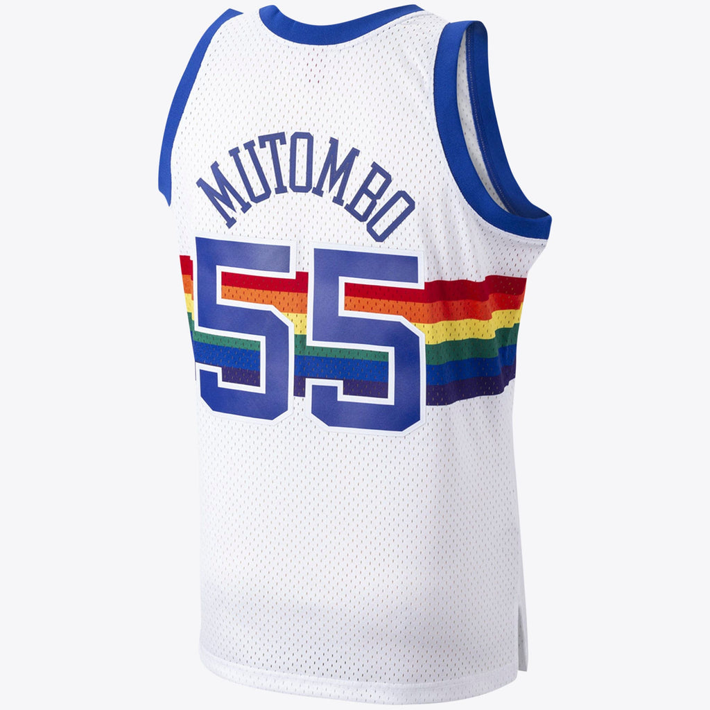 Denver Nuggets Dikembe Mutombo 1991 Hardwood Classics Home Swingman Jersey - White - Mens