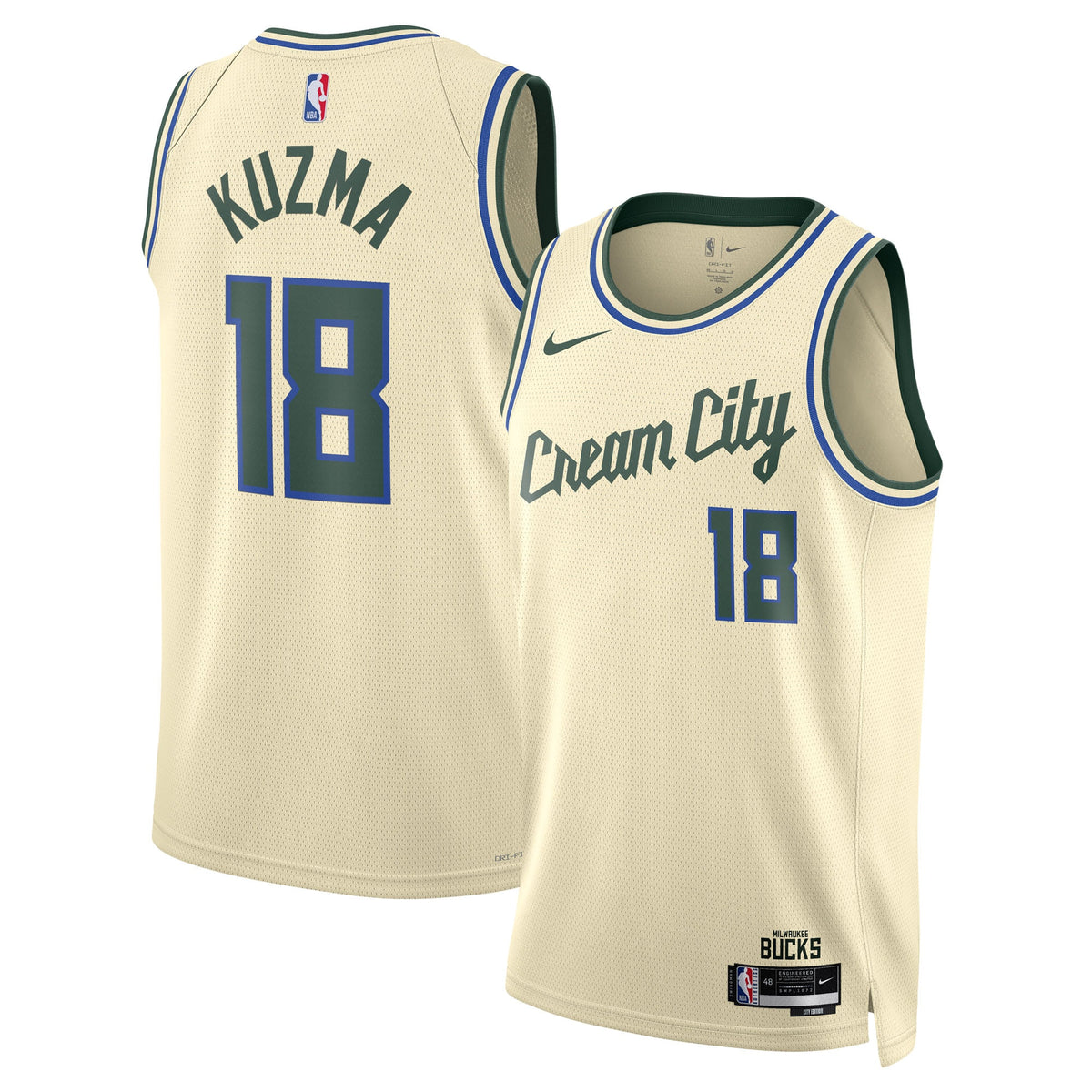 Milwaukee Bucks 2025/26 City Edition Swingman Jersey - Cream - Kyle Kuzma - Unisex
