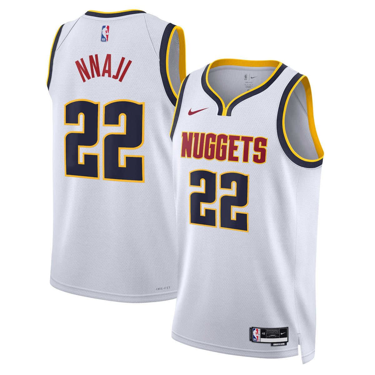 Denver Nuggets Association Edition Swingman Jersey - White - Zeke Nnaji - Unisex