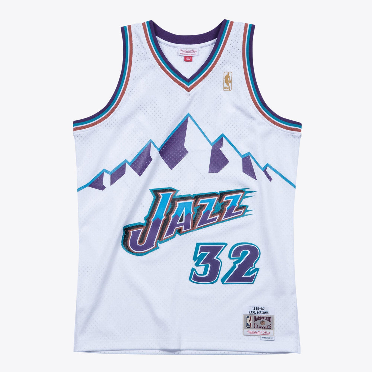 Utah Jazz Karl Malone 1996 Hardwood Classics Swingman Jersey - White - Mens